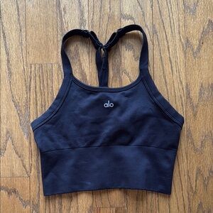 ALO Yoga black seamless ribbed favorite bra tank